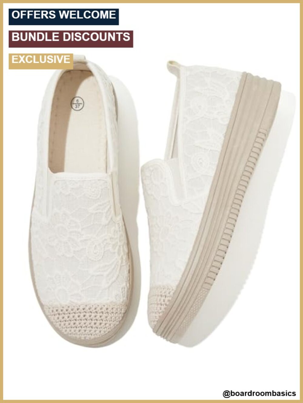 Women's Lace Canvas Espadrilles Slip On Loafers Lightweight Platform Sneakers